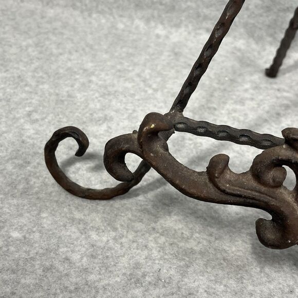Vtg Ornate Cast Iron Easel Stand 15” Display Frame Plate Book Artifact Rustic - Picture 8 of 16